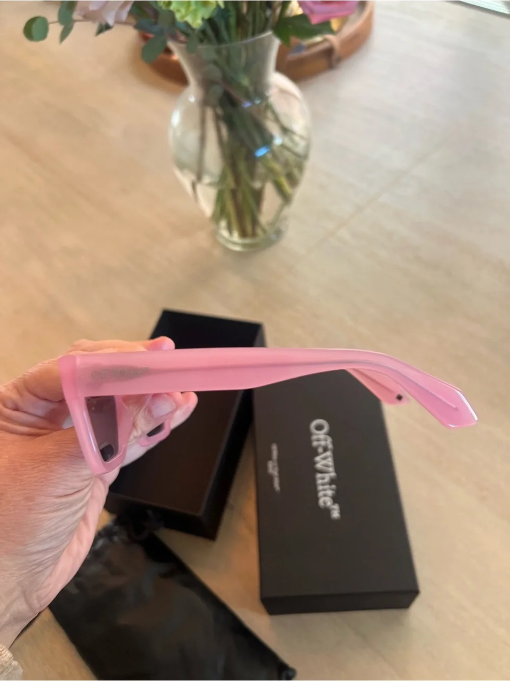 Off-White Pink Rectangular Cat-Eye Sunglasses